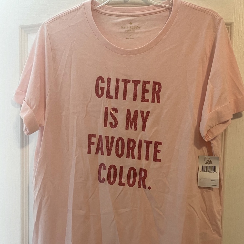 “Glitter is my favorite color” light pink T 💗